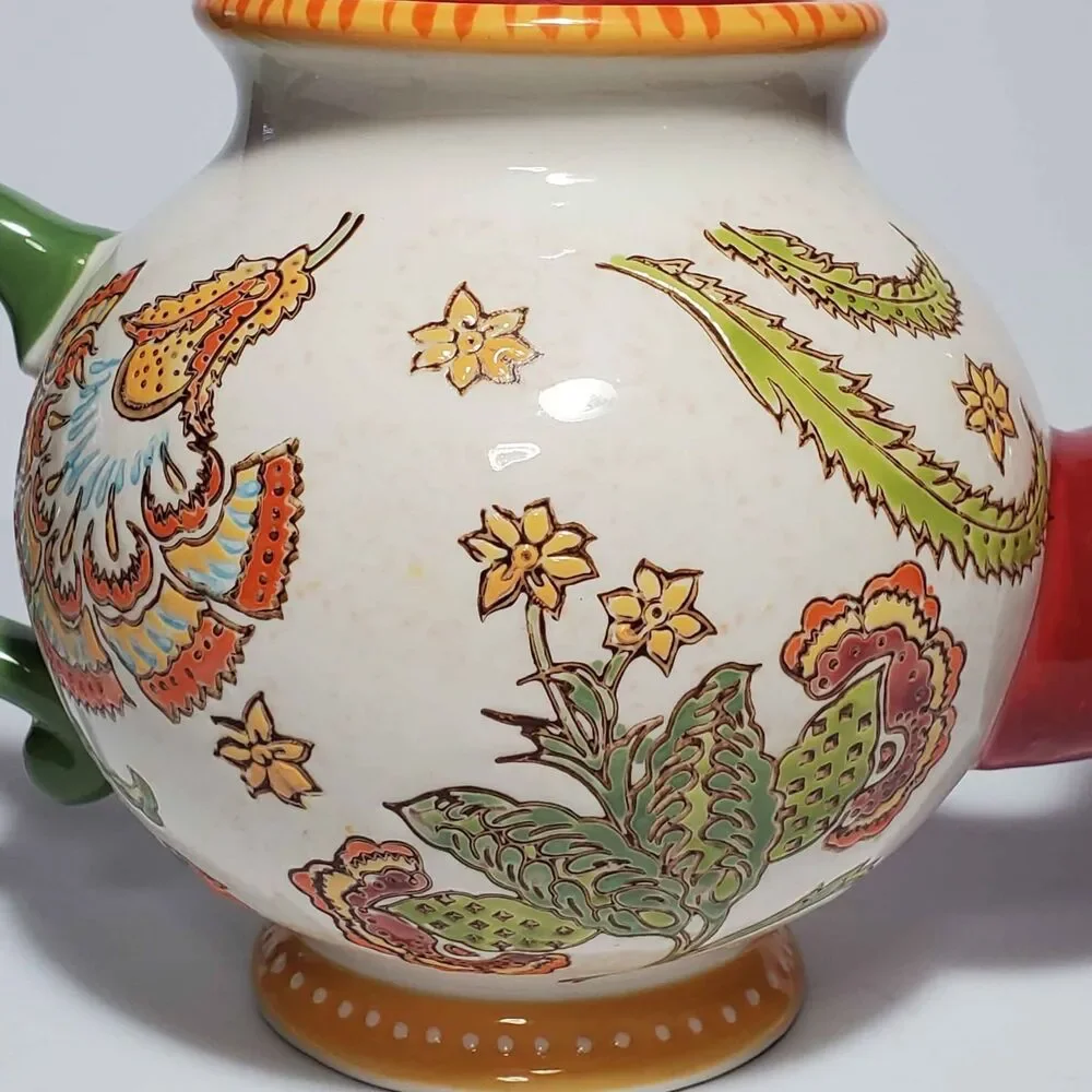 Artistic Accents Teapot Floral Orange